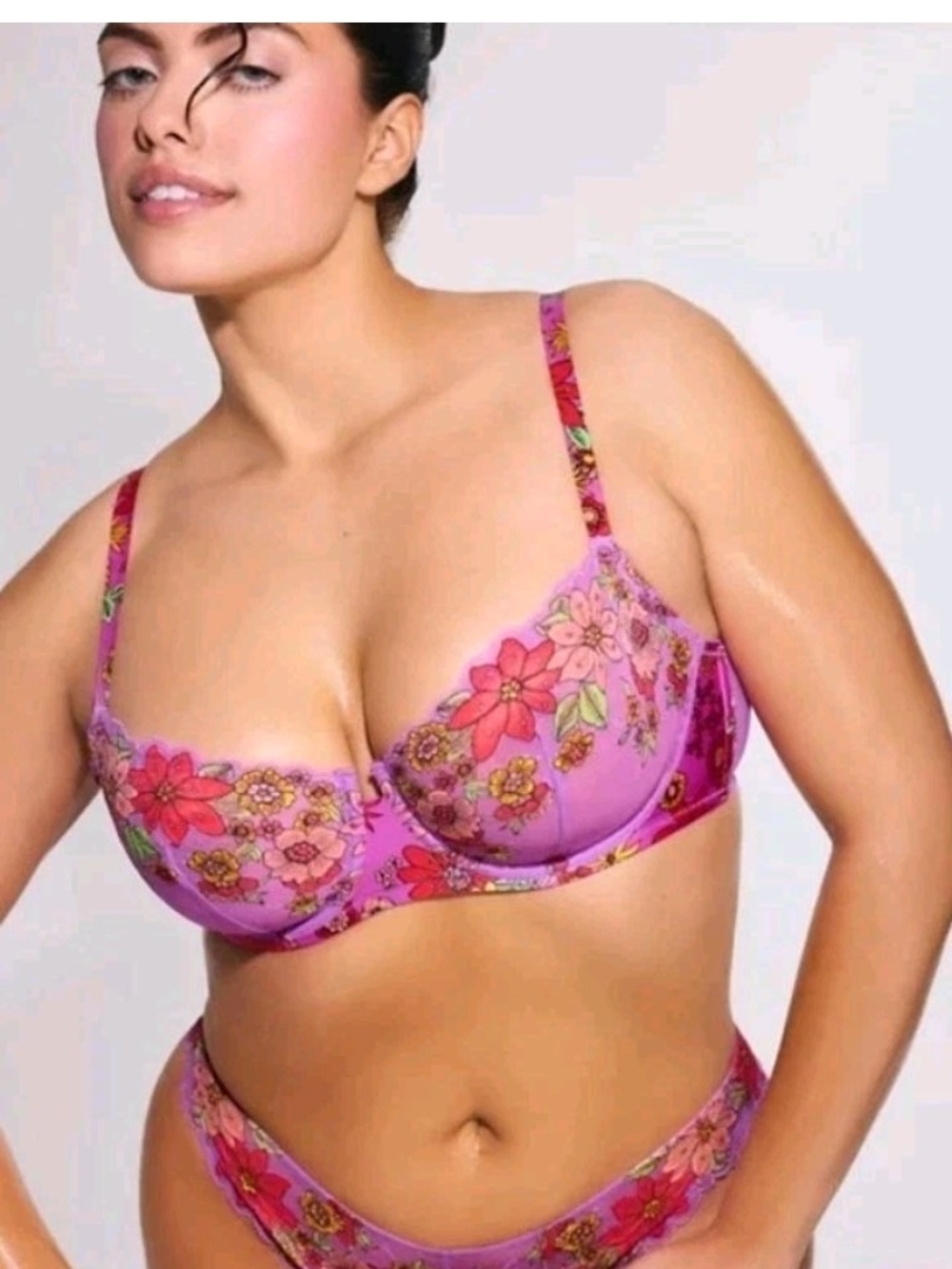 Savage X Fenty Mod Poppy Floral UW Unlined Balconette Bra Women's Size 40DDD NWT